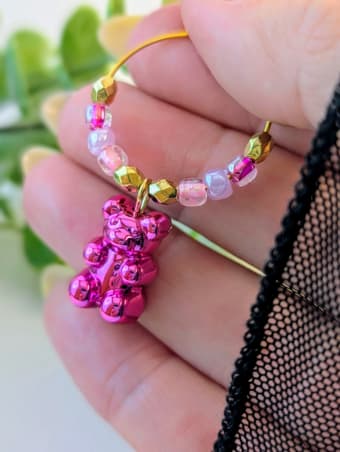 Metallic Gummy Bear Themed Stemware Charms - Set of 6