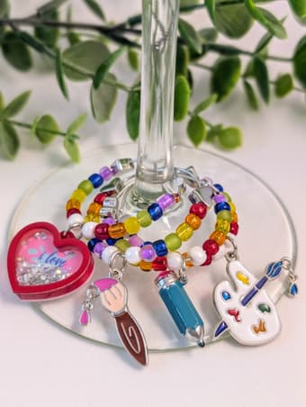 Art Themed Stemware Charms - Set of 4